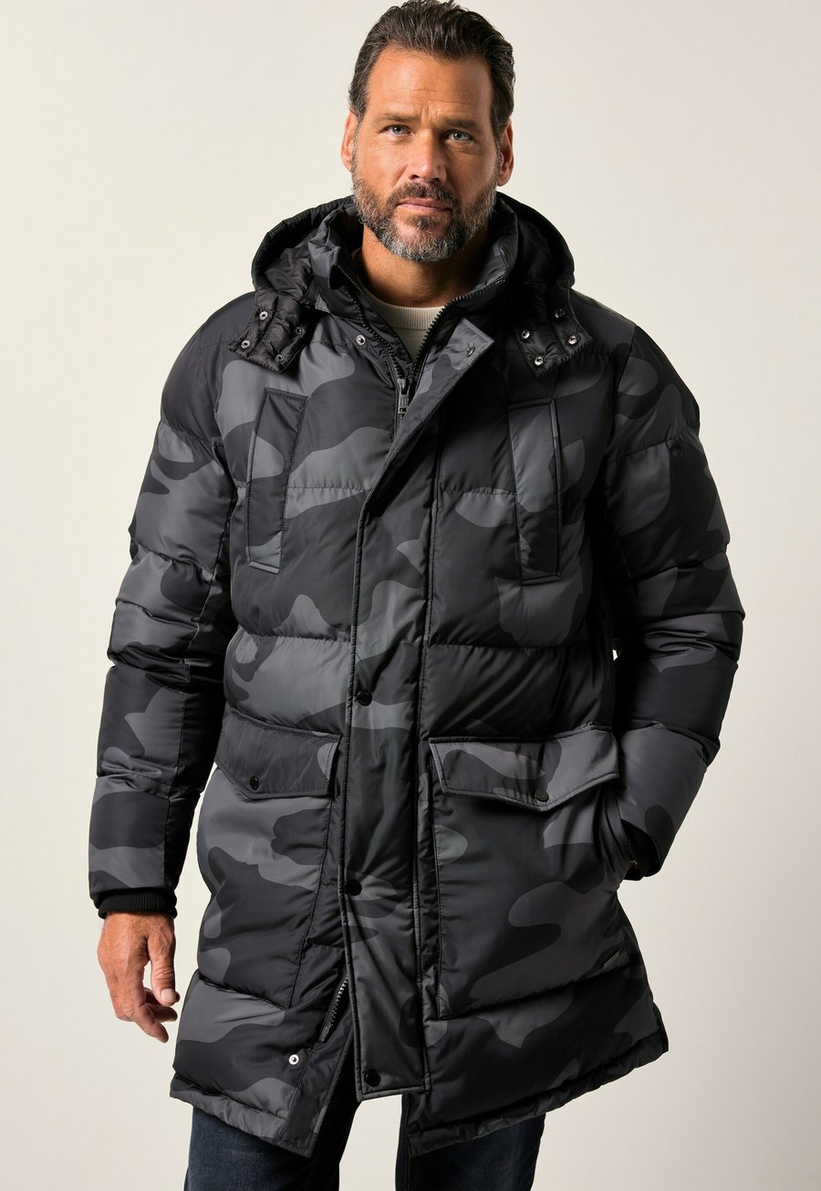

Пальто JP1880 QUILTED , CAMOUFLAGE, HOOD, DRAWSTRING WAIST, UP TO 7 XL, Black