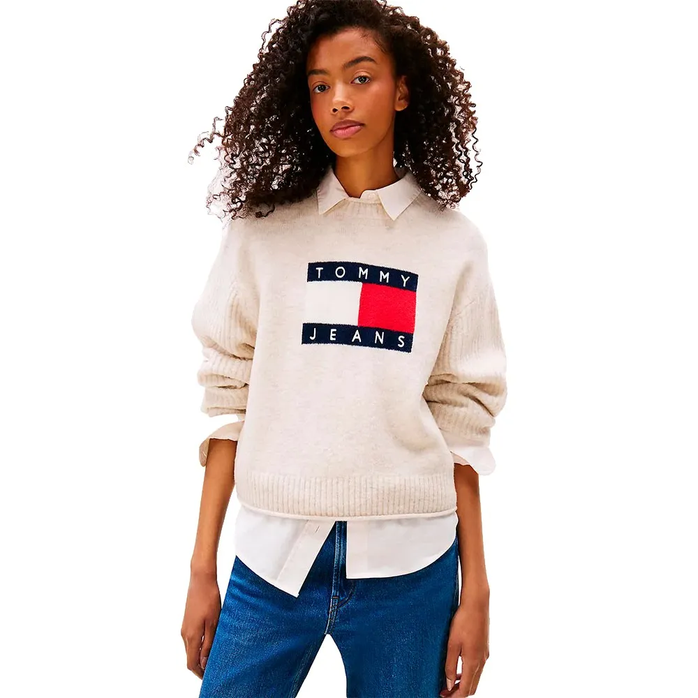

Свитер Tommy Jeans Melange Flag, бежевый