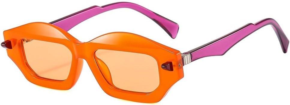 

Уникальные солнцезащитные очки «кошачий глаз» с многоугольными линзами, двухцветные, в стиле ретро, ​​модные, с заклепками, градиентные, с защитой от УФ-излучения UV400 TYUVIVO, Orange