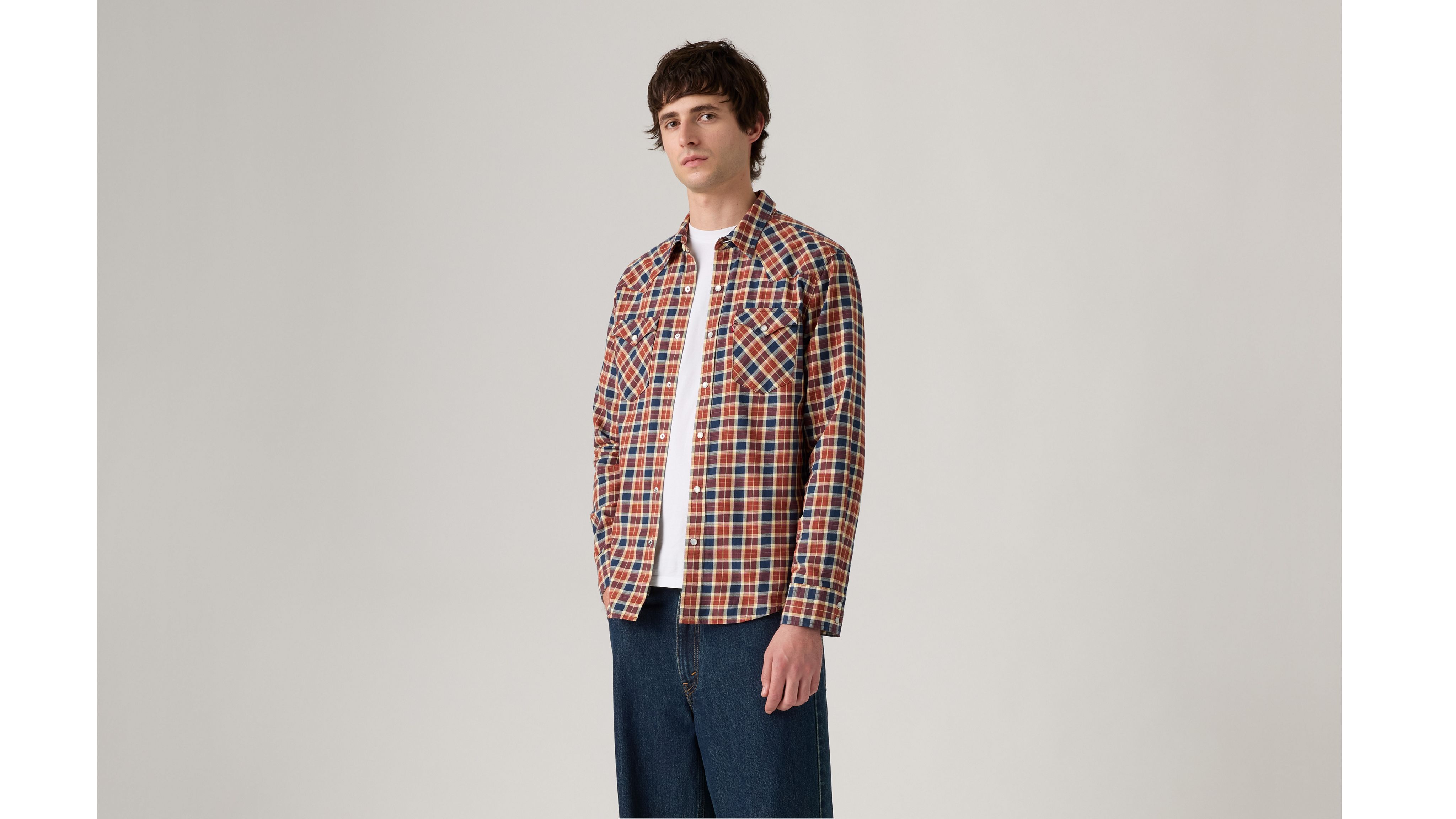 Классическая рубашка в стиле вестерн стандартного кроя Levi's, Jesper Plaid Dress Blues - Blue — фото 2