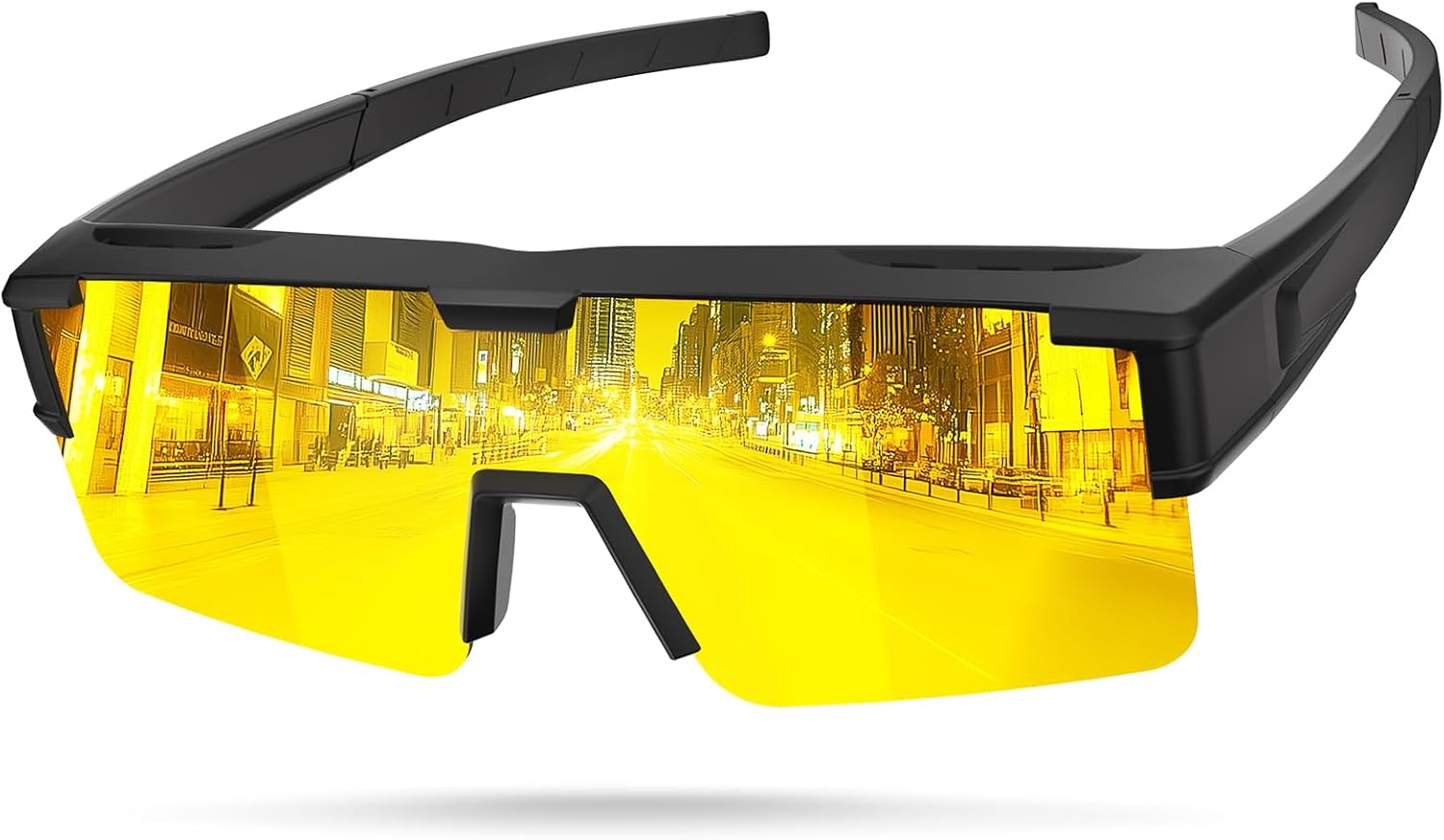 

Солнцезащитные очки поверх обычных очков для мужчин - поляризованные спортивные очки с обтекаемой формой и защитой от УФ-излучения для вождения, рыбалки, езды на велосипеде Vcarsian, A4-night Vision Glasses-yellow Lens