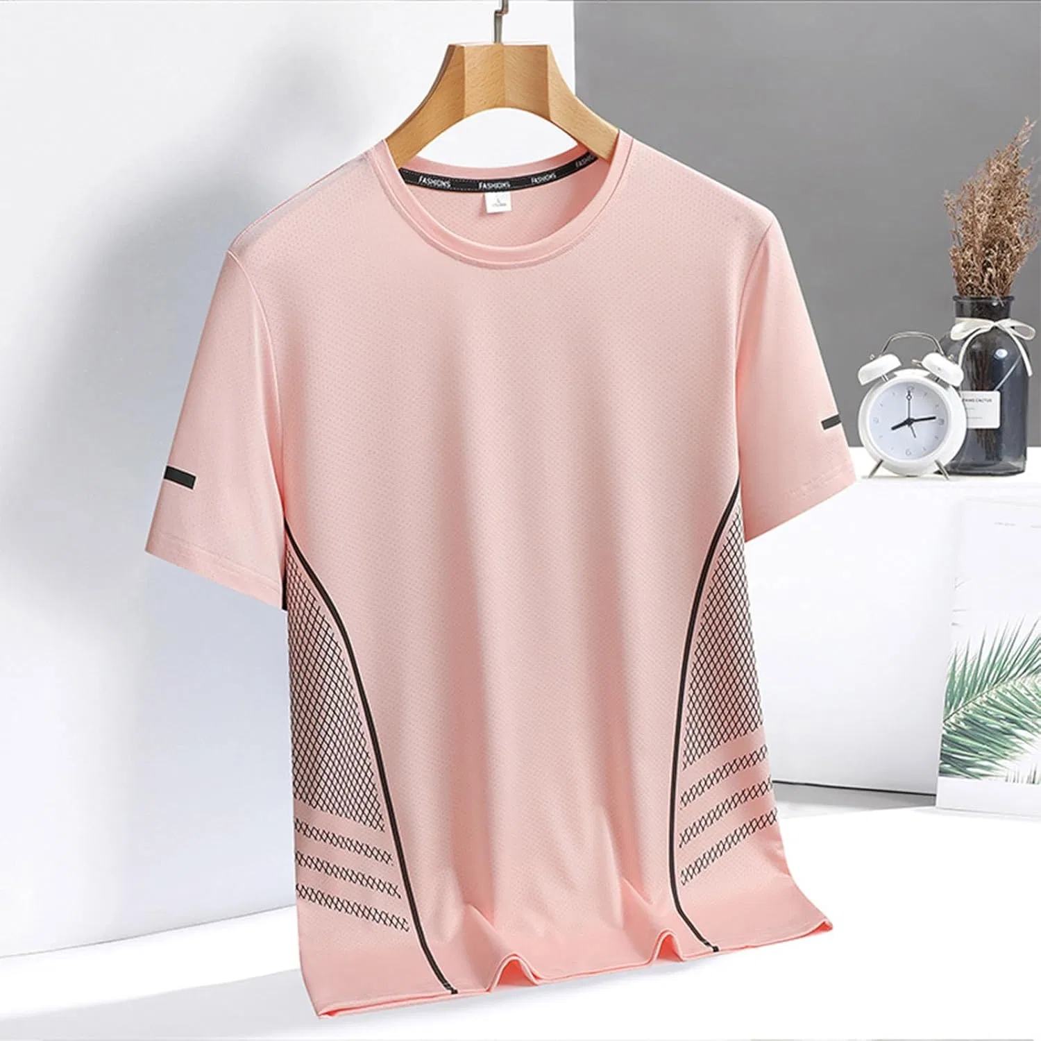 Футболка женская спортивная, дышащая, свободного кроя, Generic, Pink — фото 3