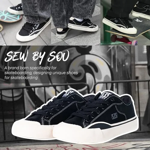 

Мужские кожаные низкие кеды для скейтбординга, профессиональные тренировочные кроссовки для скейтбординга, повседневные кроссовки SEW BY SOU, черный