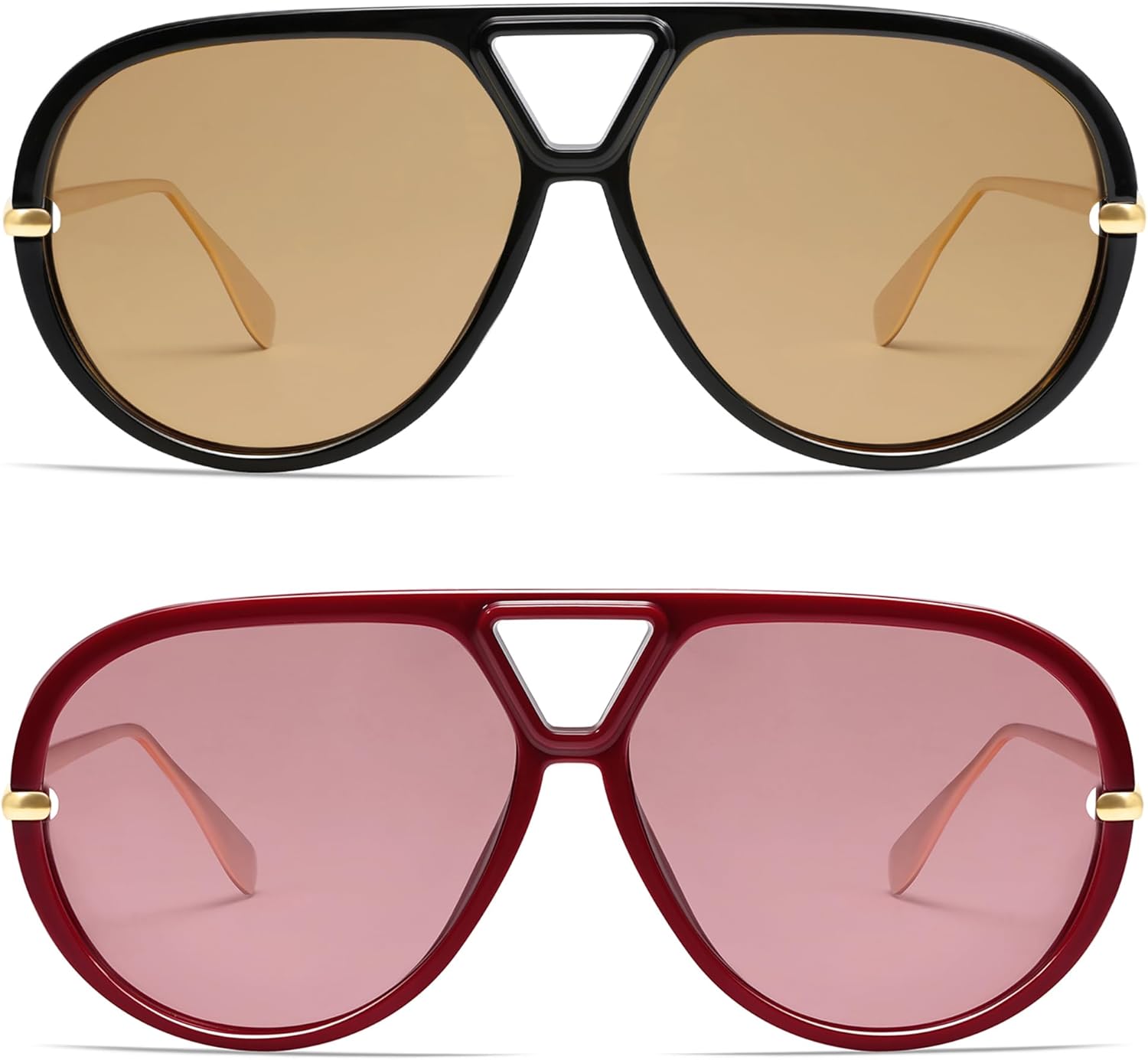 

Солнцезащитные очки-авиаторы VANLINKER большого размера, модные, поляризованные, для женщин и мужчин, ретро, ​​круглые, винтажные, в форме щита VL9798, 2 Pack-c5+c8-black/Brown&wine Red/Light Red