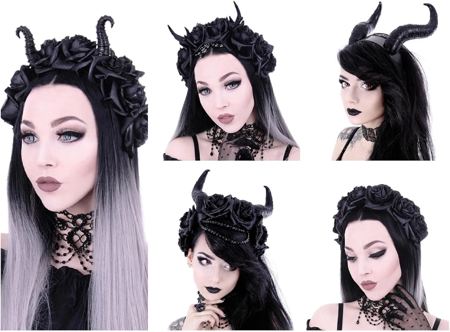 Готический ободок для волос Restyle Gothic Flower Garland Nu Goth, черный Restyle — фото 4