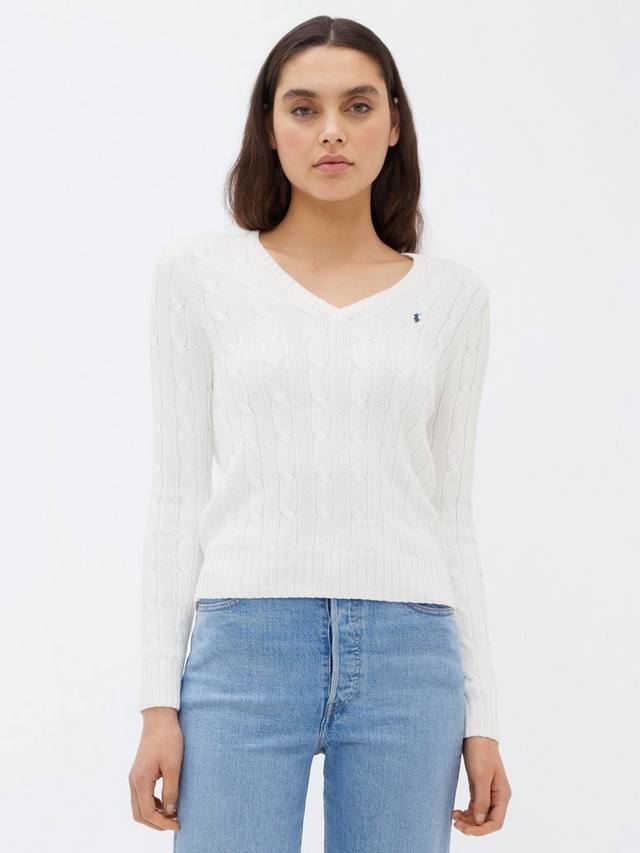 

Трикотажный джемпер polo ralph laure kimberly с v-образным вырезом Ralph Lauren, белый