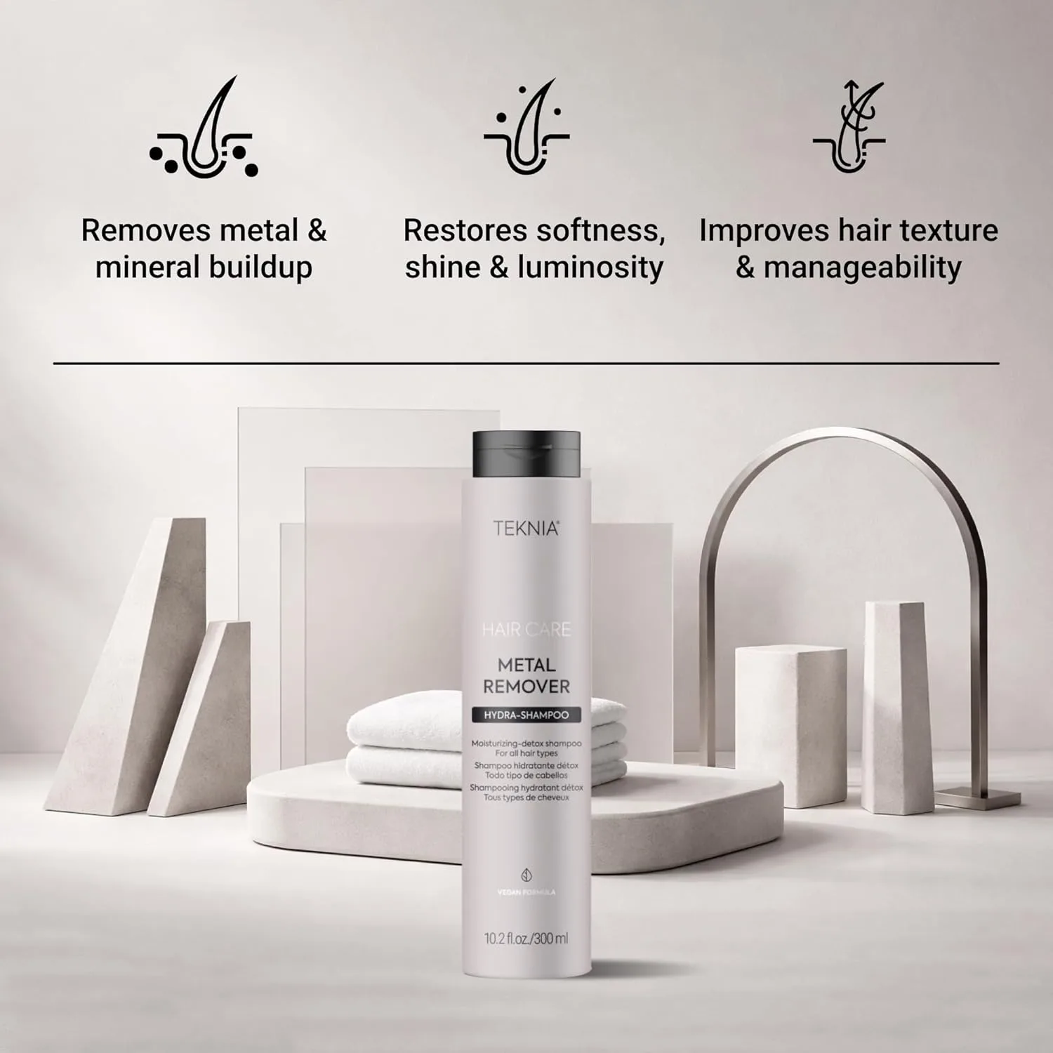 Шампунь LAKMÉ Teknia Metal Remover Hydra, шампунь для детоксикации от тяжелых металлов в жесткой воде, для детоксикации волос, 300 мл. — фото 3