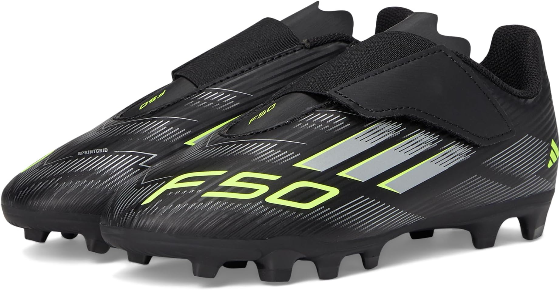 

Кроссовки adidas Kids F50 Club Firm/Multi Ground Cleats, цвет Black/Iron Metallic/Lucid Lemon