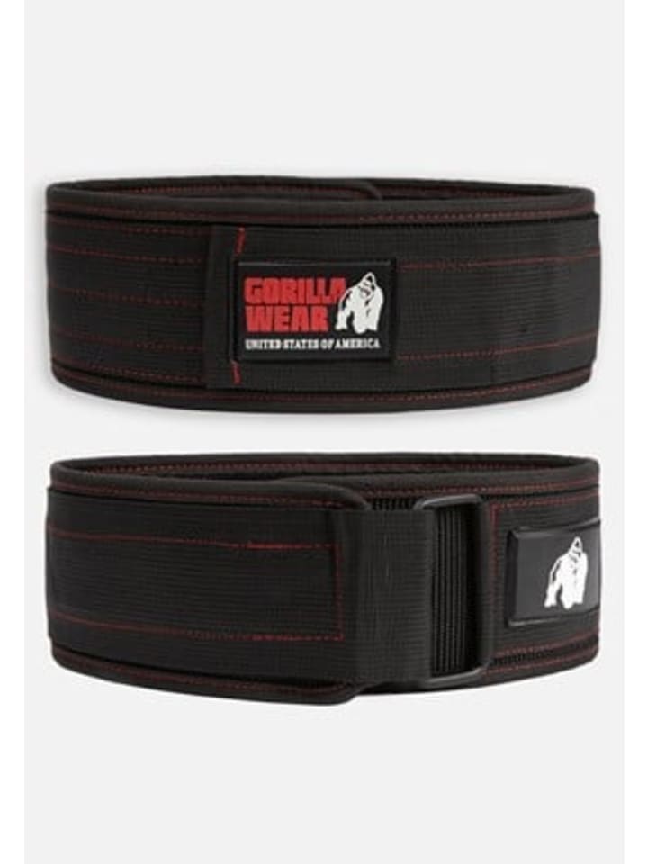 

Gorilla Пояс для тяжелой атлетики - нейлоновый, 4 дюйма - черно-красный, с прострочкой