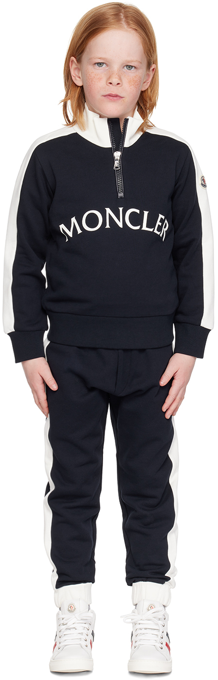 

Детский темно-синий спортивный костюм с полумолнией Moncler Enfant