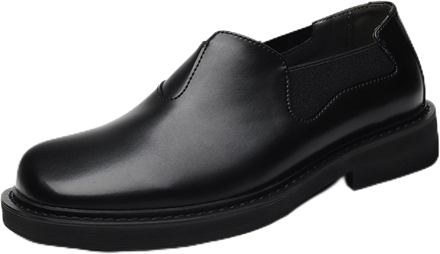 

Мужские кожаные лоферы с квадратным носком, удобные, эластичные, без шнурков, деловые оксфорды для работы, свадьбы, вечеринки, формальные лоферы Ptnoka, черный