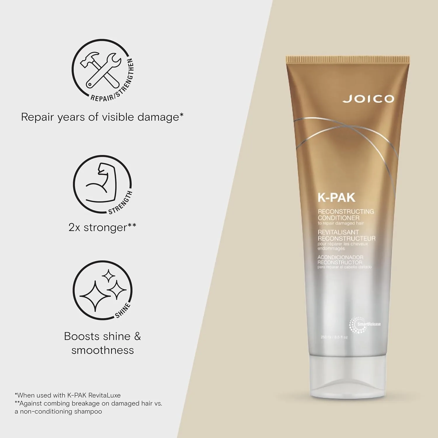 Joico K-PAK Daily Reconstructing шампунь и кондиционер для поврежденных волос, восстанавливает блеск, разглаживает и распутывает, устраняет статику, с кератином и экстрактом гуавы — фото 4