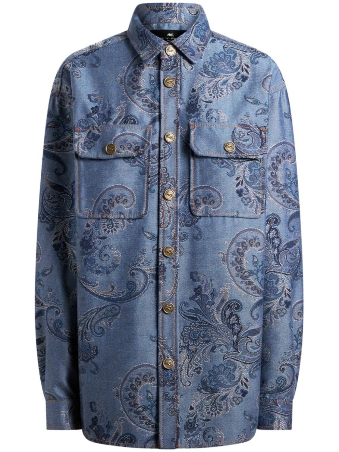 

ETRO жаккардовая джинсовая рубашка, синий