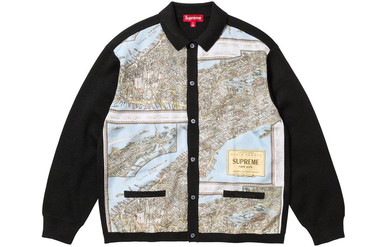 Кардиган Supreme с принтом карты из шелка, горчично-желтый/горчичный — фото 2