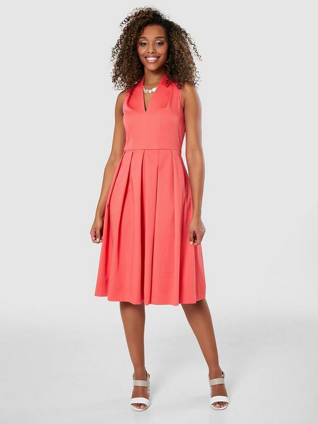 

Плиссированное платье с v-образным вырезом Closet London, цвет Coral