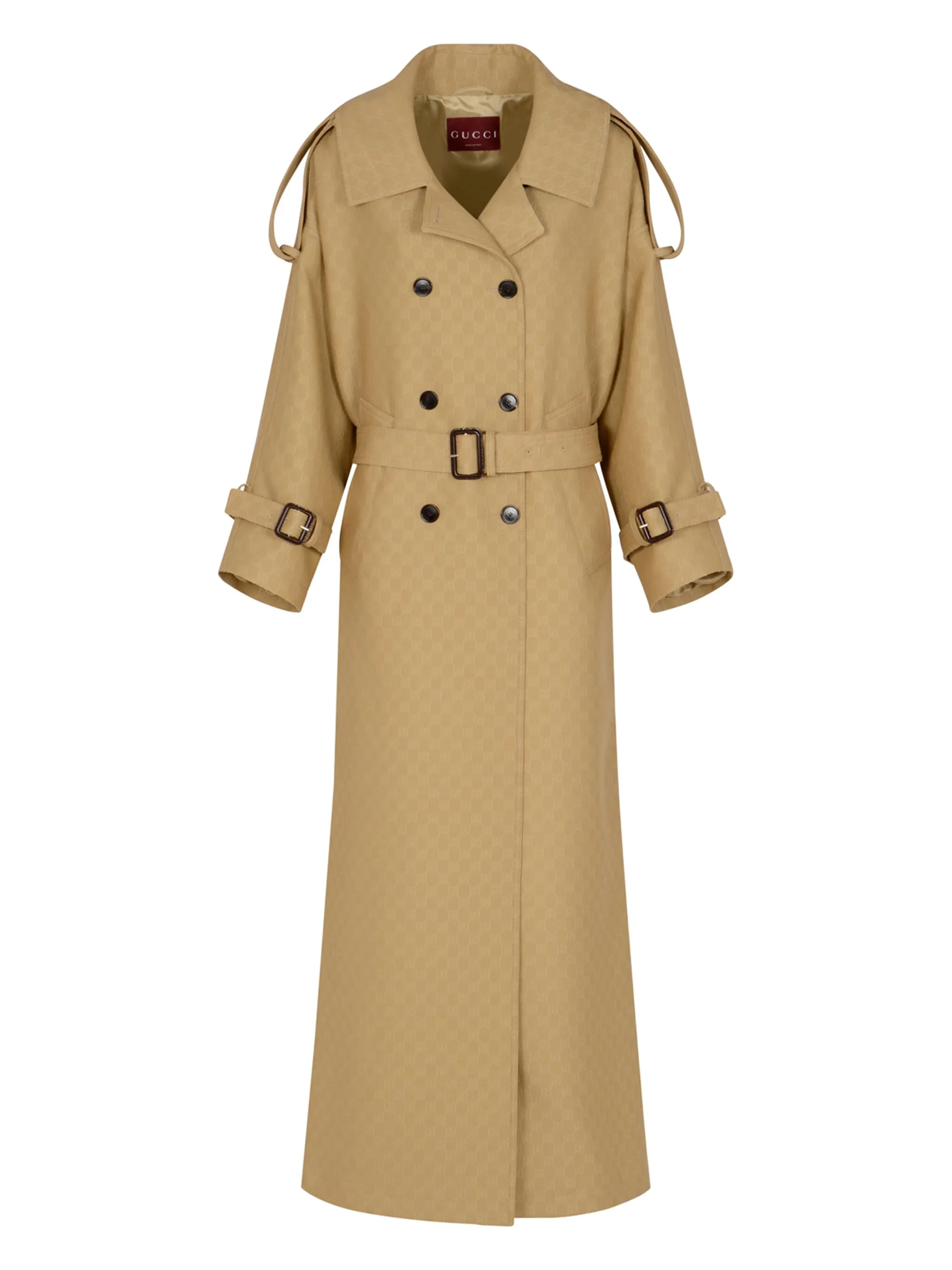 

Двубортный тренч Gucci, коричневый