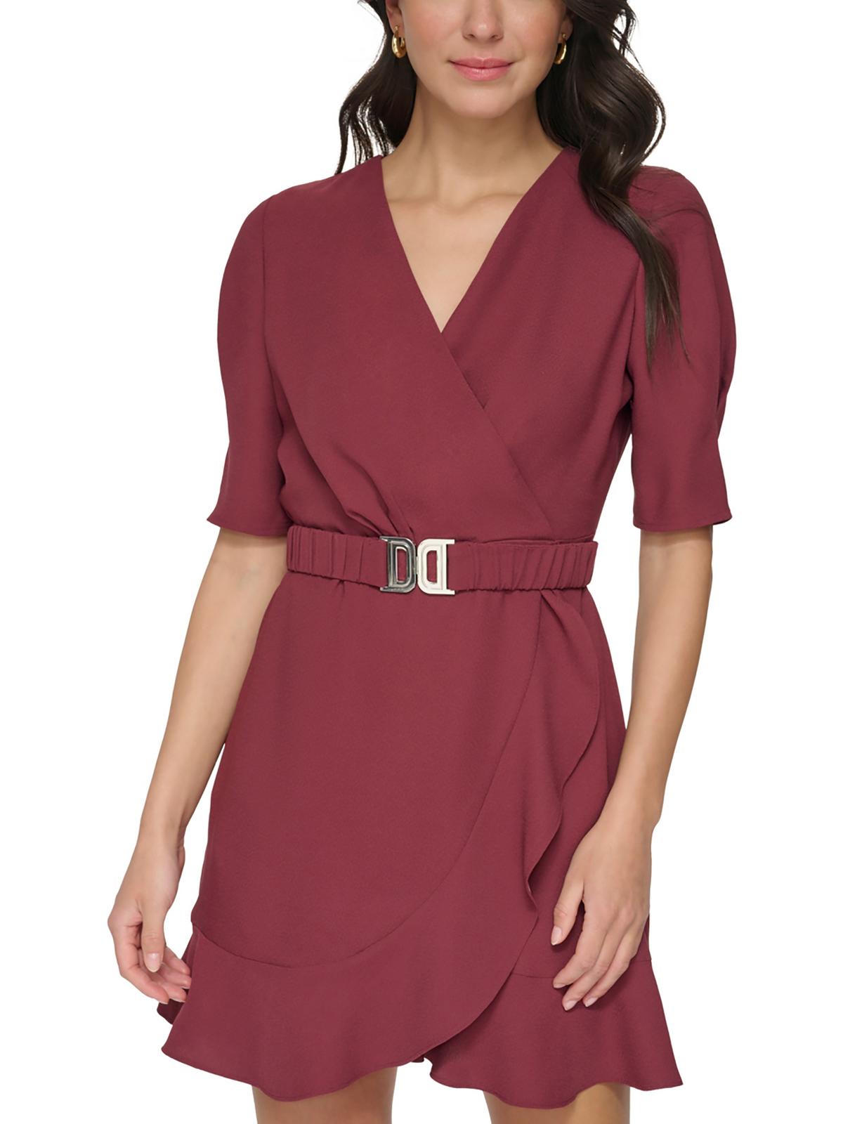 

Женское платье-халат из полиэстера выше колена DKNY, цвет cabernet