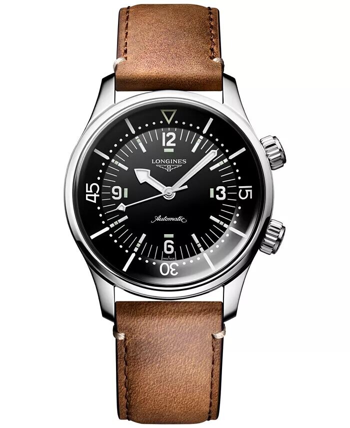 

Мужские швейцарские автоматические часы Legend Diver с коричневым кожаным ремешком, 39 мм Longines