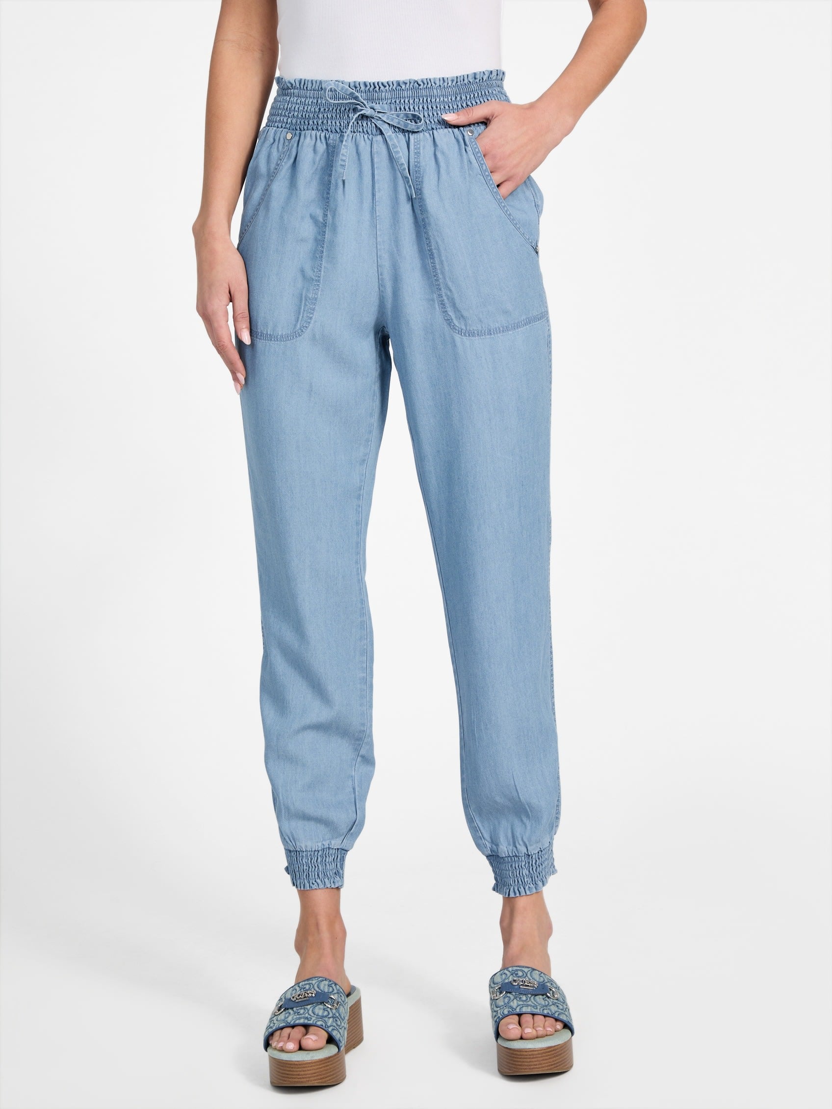 

Джоггеры Harper Chambray Guess Factory, цвет light wash