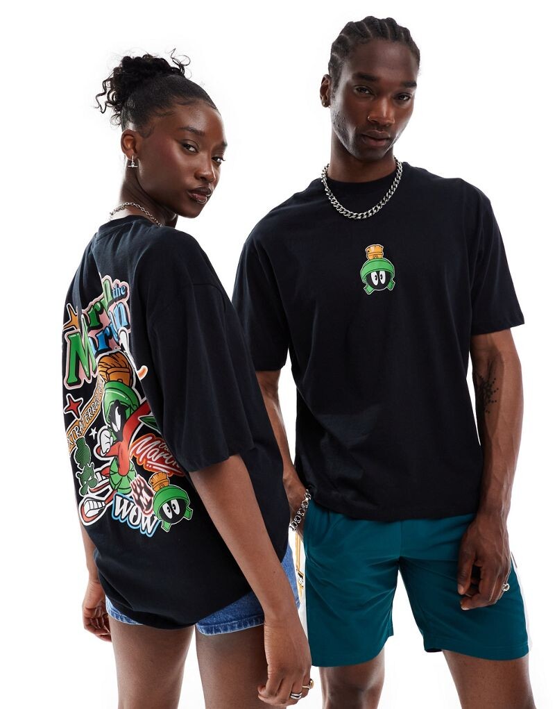 

ASOS DESIGN унисекс — черная объемная футболка с лицензионным принтом «Марсианин Марвин» в стиле Looney Tunes
