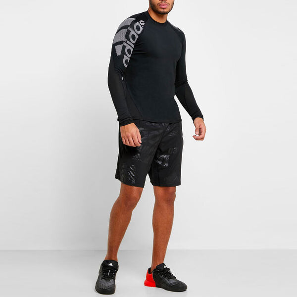 Футболка Men's adidas Logo Printing Round Neck Pullover Long Sleeves Black T-Shirt, черный — фото 3