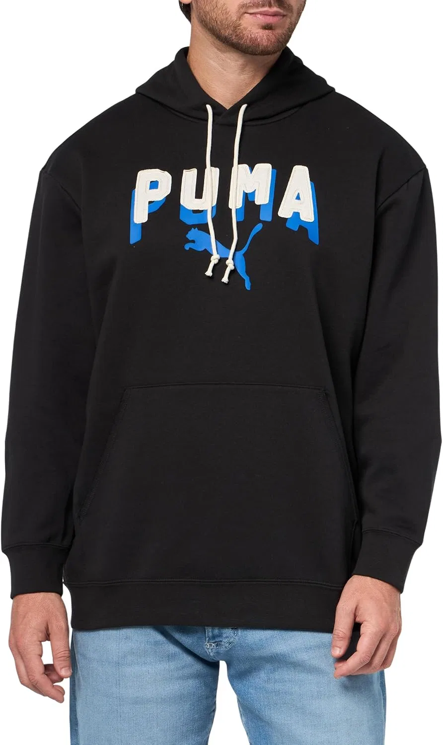 Мужская толстовка PUMA Essentials Double Up Hoodie, спортивная верхняя одежда, повседневная - черная