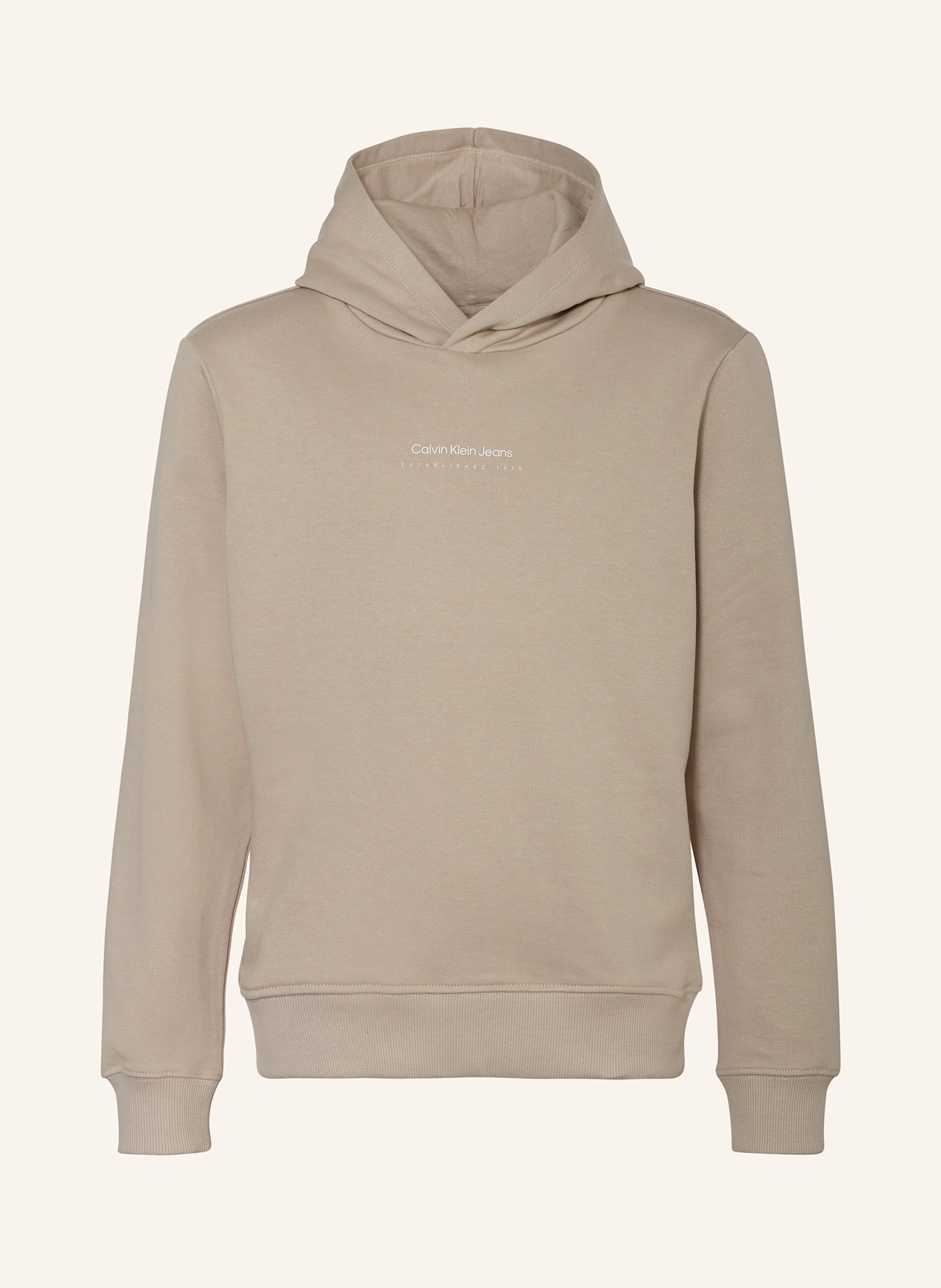 

Толстовка с капюшоном, смещенный принт сзади Calvin Klein, бежевый