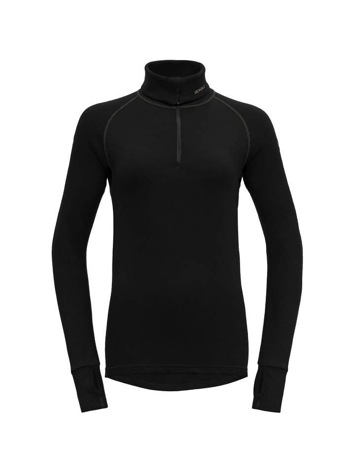 

DEVOLD Футболка W EXPEDITIMERINO 235 с застежкой-молнией на воротнике, черная