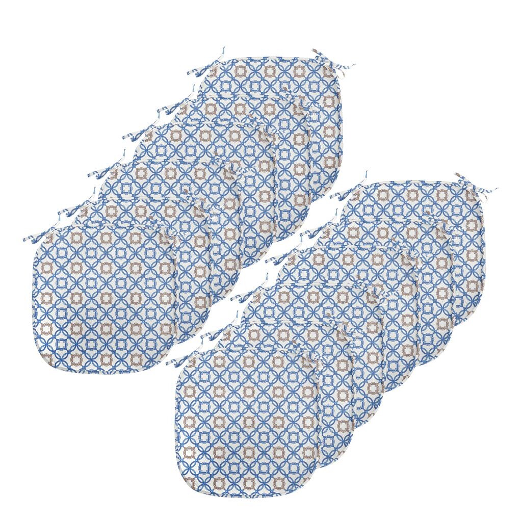 

Подушки на обеденный стул ABAKUHAUS Quatrefoil, делфтский синий, декоративная водонепроницаемая подушка с ремнями для кухонных сидений, 40 см x 40 см — упаковка из 12 шт., бледно-коричневый, синий, белый