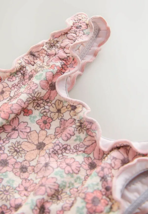 Купальник стандартного кроя с волнистым краем Next, Coral Pink Ditsy Floral — фото 2