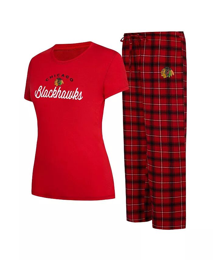 

Женский красный, черный Chicago Blackhawks Arctic футболка и пижамные штаны комплект для сна Concepts Sport