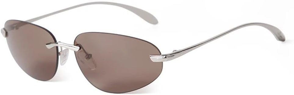 

Роскошные солнцезащитные очки «кошачий глаз» без оправы для мужчин и женщин, модные, с металлическим серебристым покрытием, изогнутая безрамочная конструкция, солнцезащитные очки для мужчин UV400, SUN1667 Generic, C4 Brown