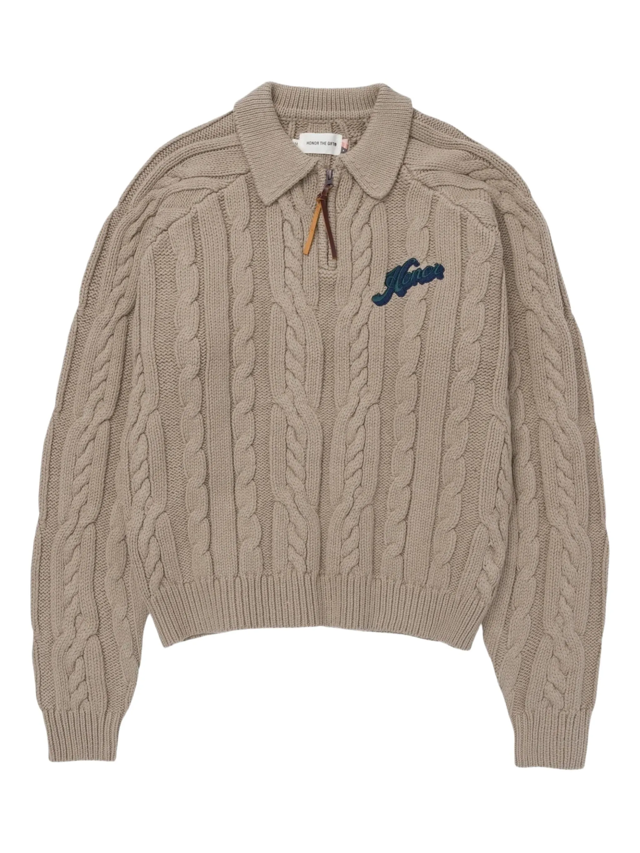 

Свитер хенли фактурной вязки с воротником на молнии Honor The Gift, бежевый