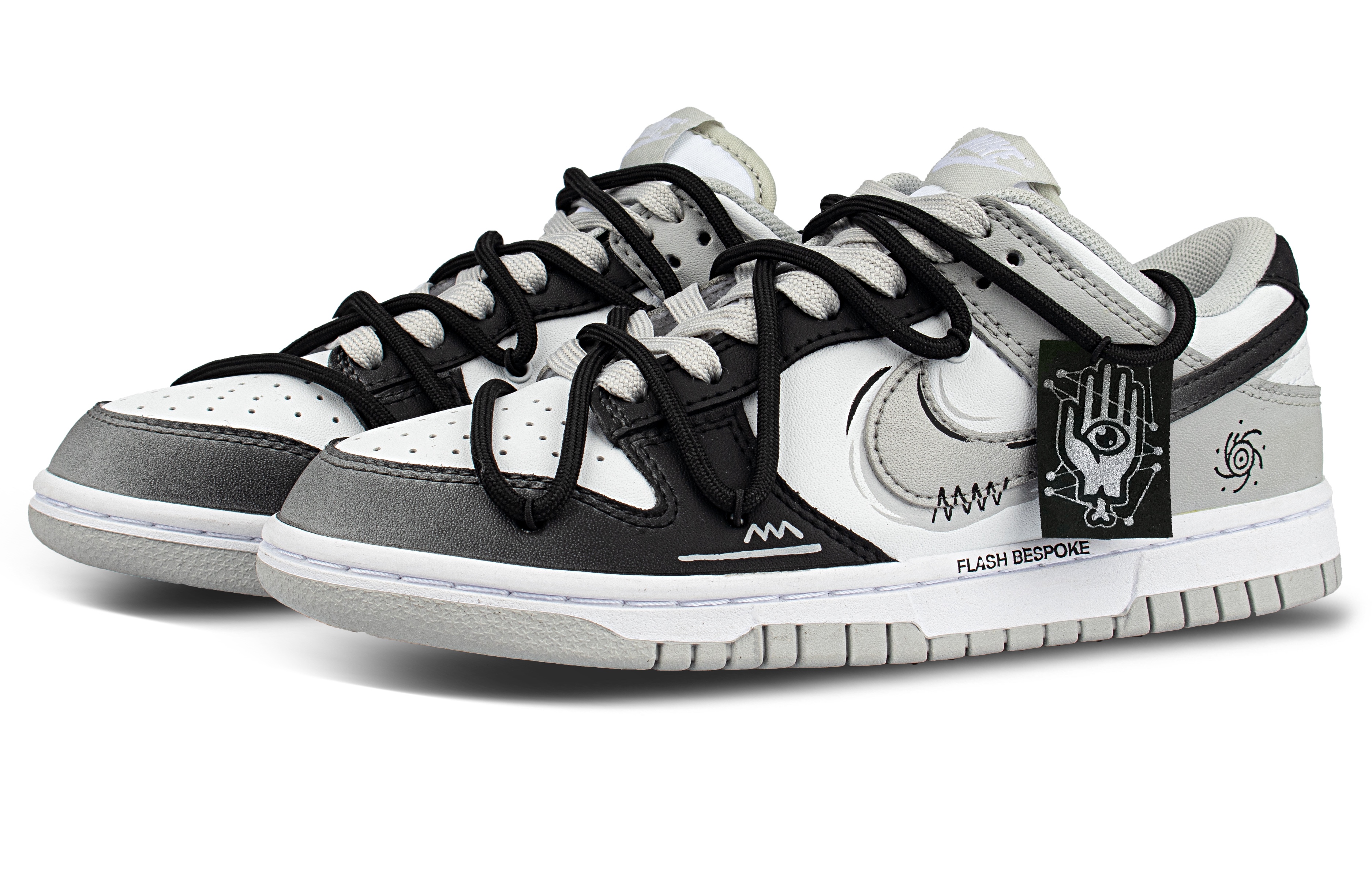 Nike Кроссовки для скейтбординга Dunk Pupil Hand Leather Abrasion Resistant низкие, унисекс, черно-серые — фото 4