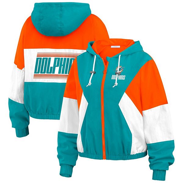 

Ветровка Miami Dolphins с цветными блоками, женская, plus size, аква/оранжевая Wear By Erin Andrews