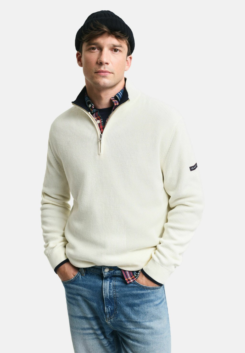 

Свитер HALF-ZIP GANT, слоновая кость