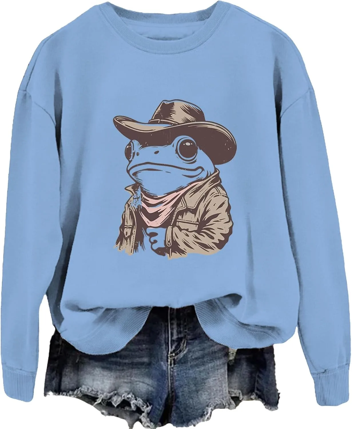 

Толстовка с капюшоном Cowboy Frog, с принтом в стиле вестерн Czbic