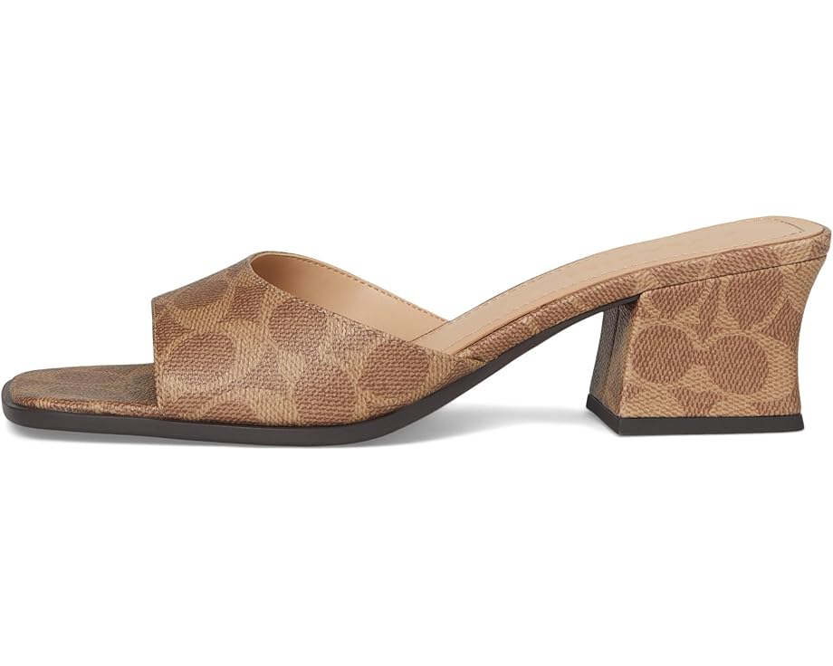 Туфли COACH Sculpted C Coated Canvas Block Heel Sandals, желто-коричневый — фото 4