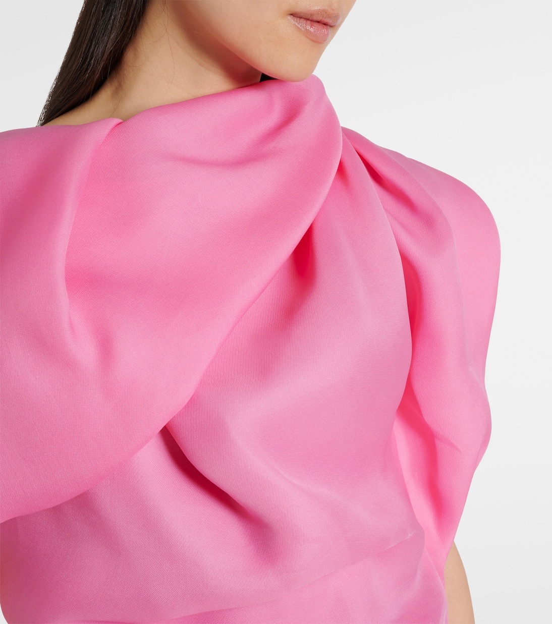 Драпированный топ из шелкового атласа Dries Van Noten, розовый — фото 4