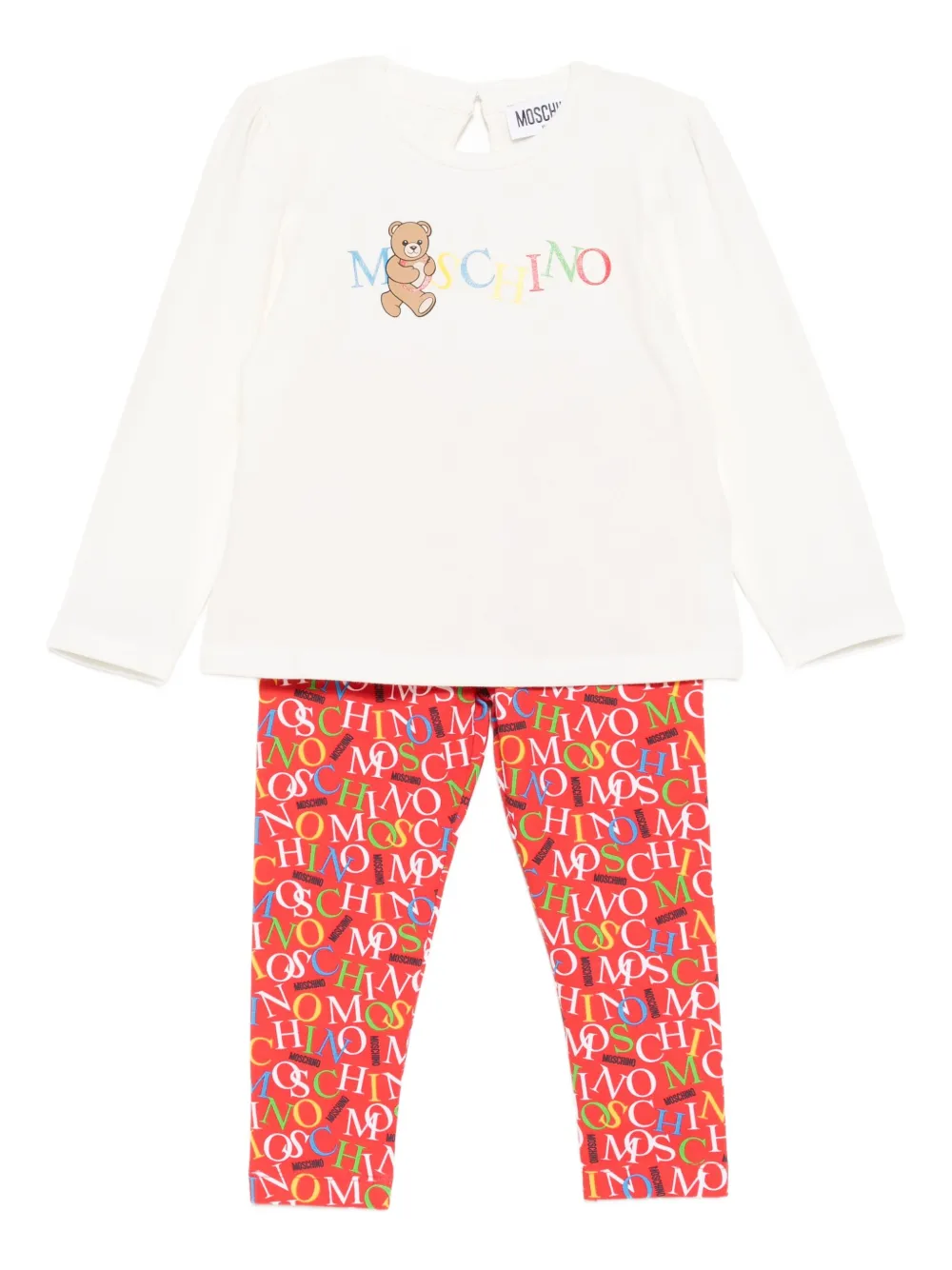 

Комплект из топа и брюк с логотипом Moschino Kids, красный