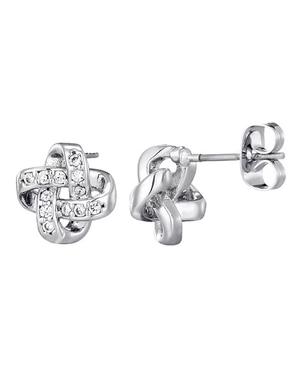 

Серебряные серьги-гвоздики с фианитами в форме узла Adornia, silver