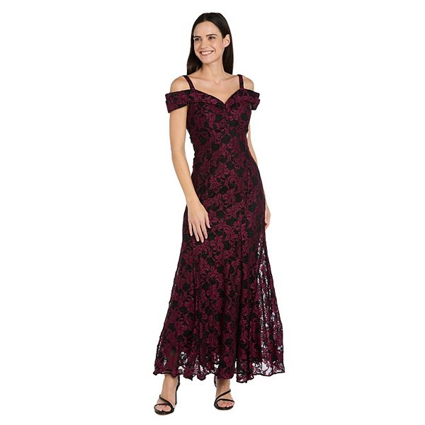 

Женское платье с кружевом и оголенными плечами в двух цветах R&M Richards, Merlot Black
