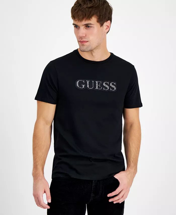 

Мужская футболка с декорированным логотипом GUESS, черный
