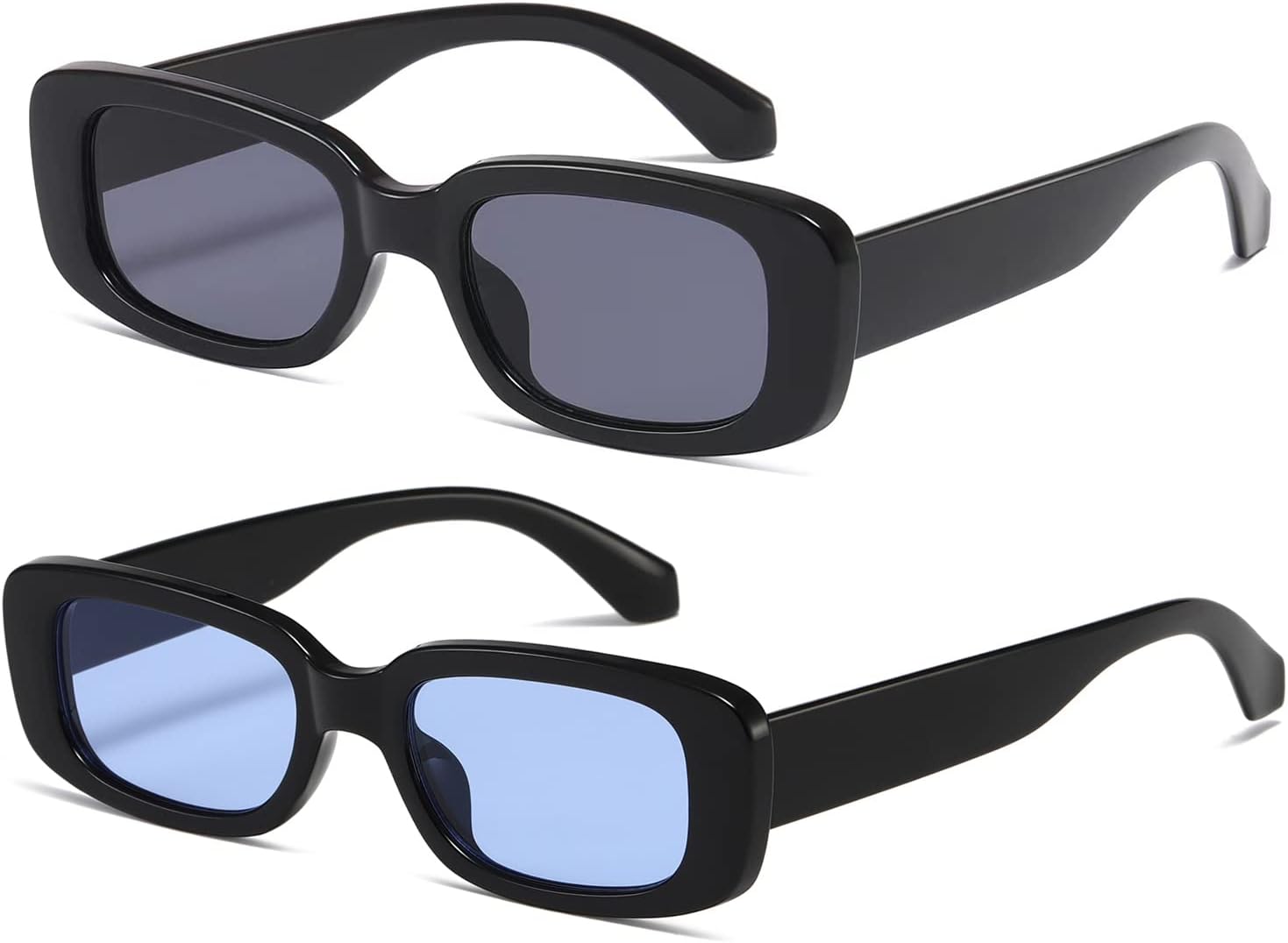 

Солнцезащитные очки Kimorn прямоугольной формы для женщин и мужчин, модные ретро-очки в стиле 90-х, защита от УФ-излучения UV 400, квадратная оправа, K1200, Black Frame Grey Lens+black Frame Blue Lens