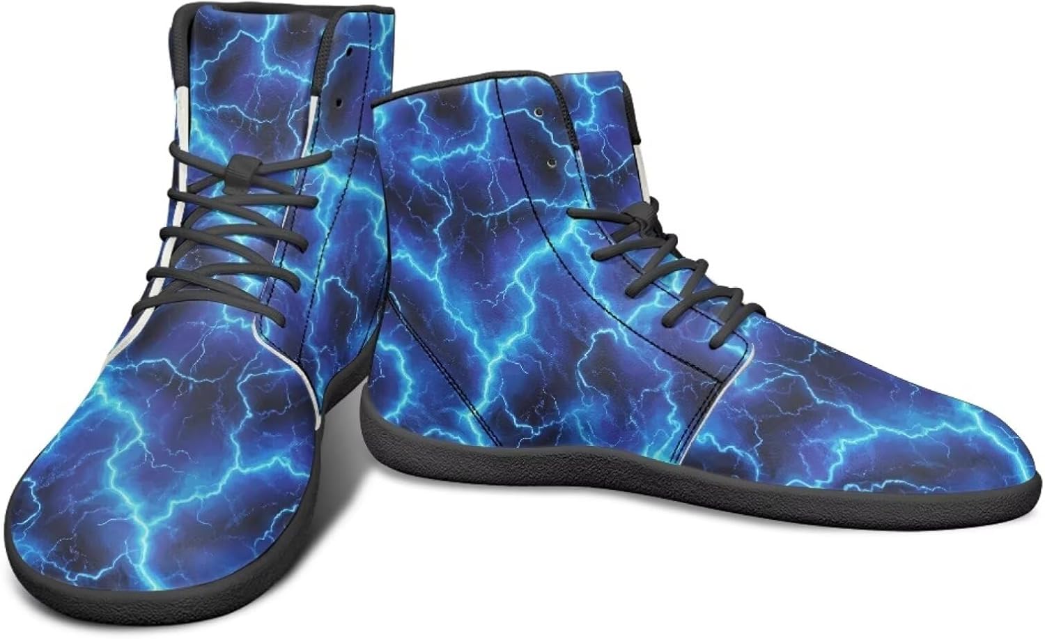 

Высокие кроссовки с узором молнии и огня, босоножки с нулевым перепадом, кожаные кроссовки для бега, заземляющие обувь для мужчин Watdotory, Storm Pattern