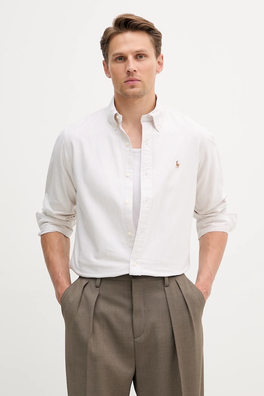 

Хлопковая рубашка Polo Ralph Lauren, бежевый