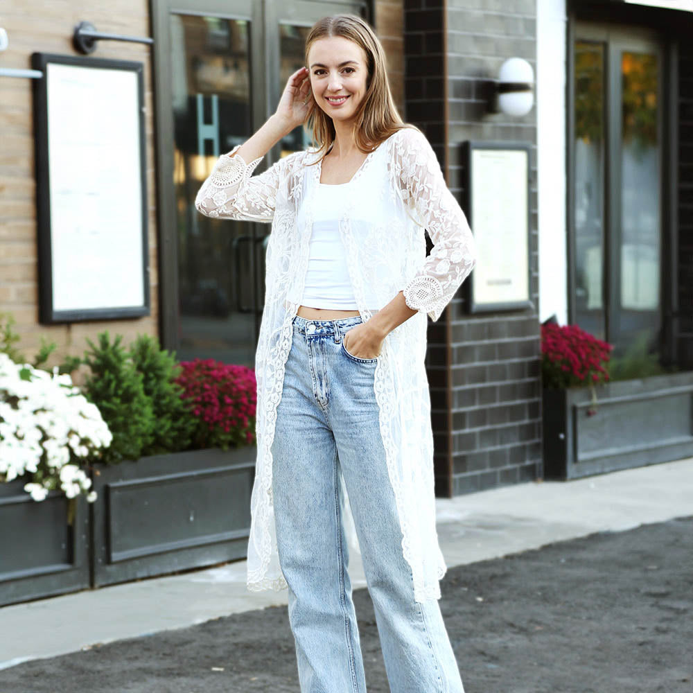 

Накидка-кимоно с цветочным кружевом TRUEDAMES, белый