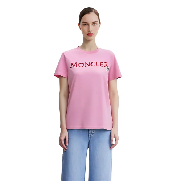 Футболка Enfant Logo Embroidered Crewneck Moncler, розовый — фото 4