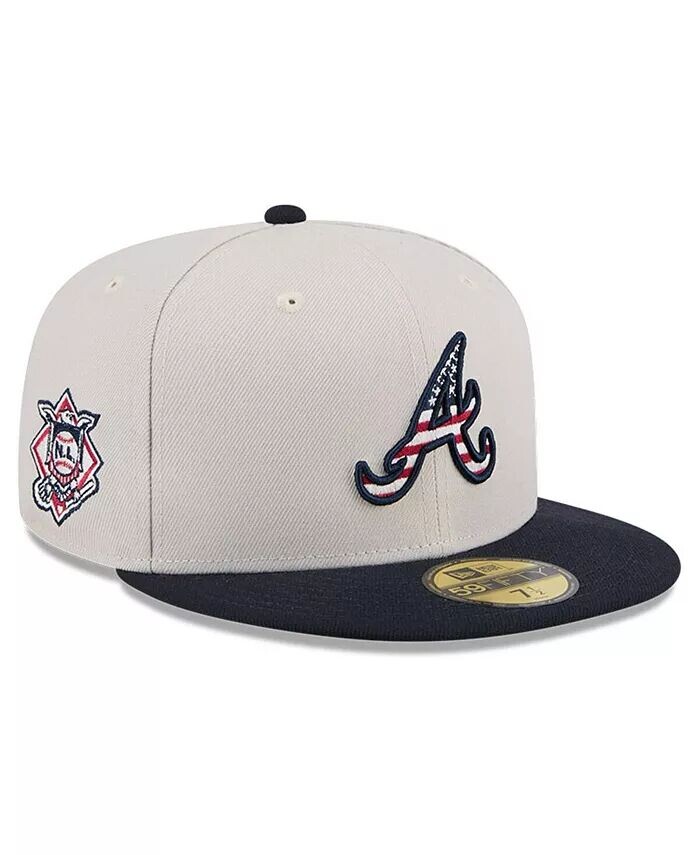 

Мужская черная приталенная шляпа Atlanta Braves 2024 Fourth of июля 59FIFTY New Era, бежевый