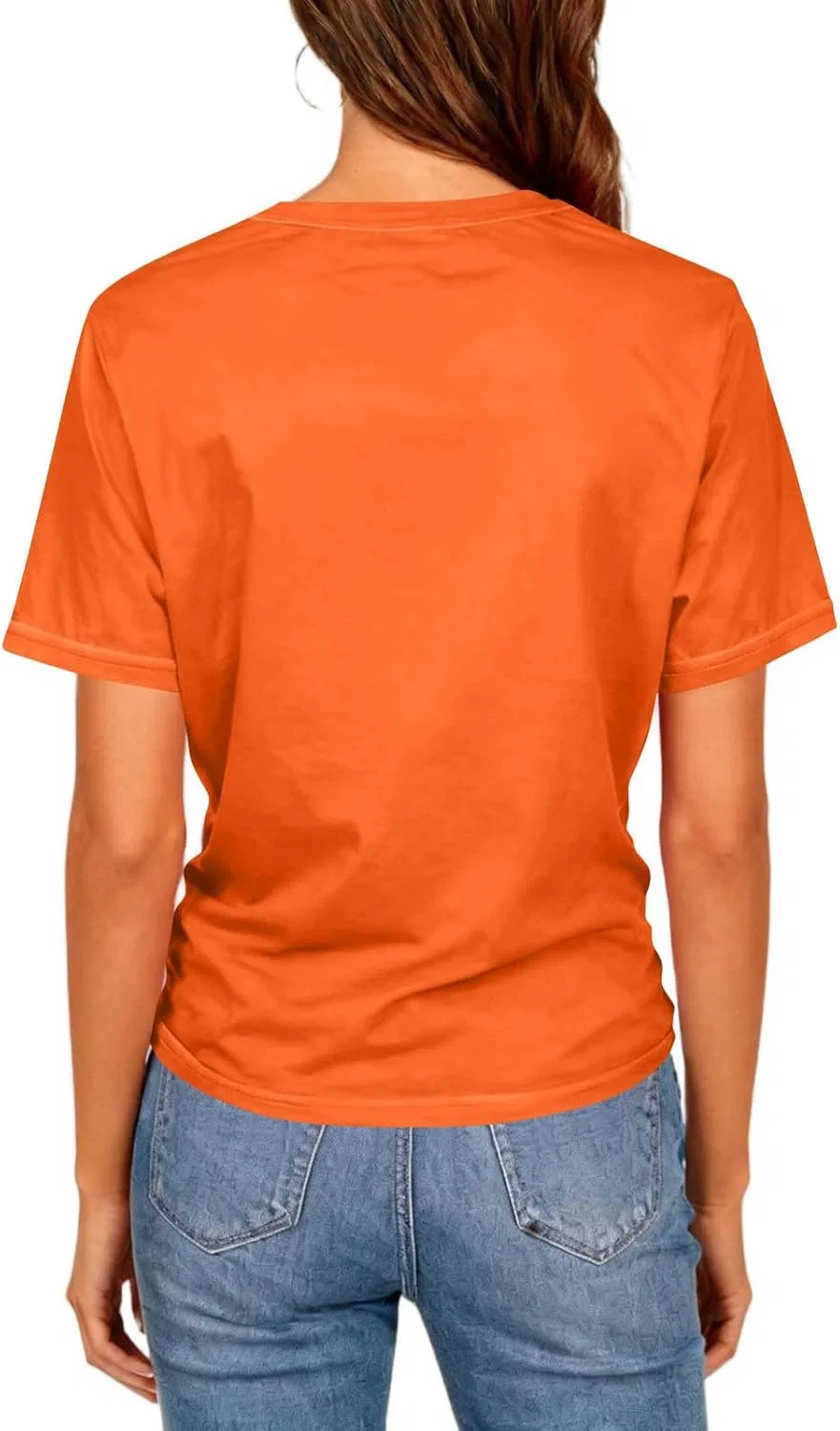Женская футболка с закрученным передом, оверсайз, Orange — фото 3